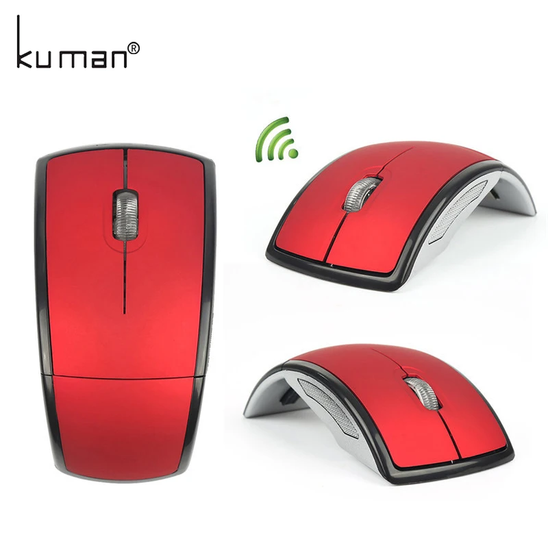 Kuman Wireless Mouse 2.4G Computer Foldable Travel Notebook Mute Mini Mice USB Nano Receiver for Laptop Desktop YLM-B001 | Компьютеры и