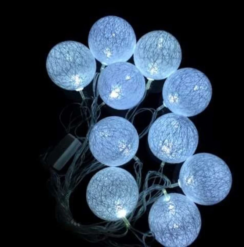 Leedsun 5 м 20LED Ткань сливочный хлопок LED Ball Строка Фея огни Xmas Свадебная вечеринка