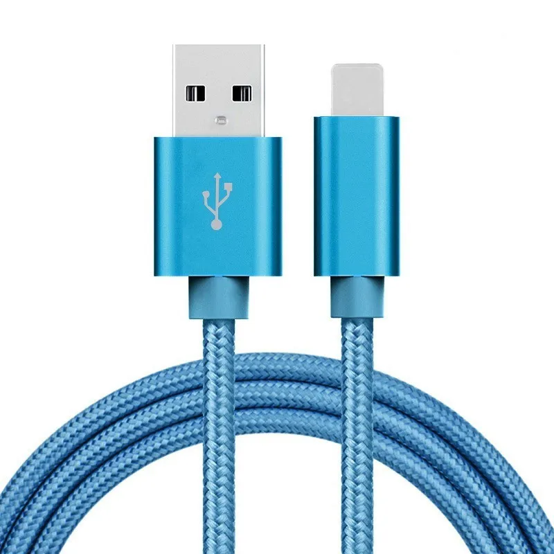 Blue cable 5V 2.4A USB2.0 iOS 8pin нейлоновый зарядный кабель для iPhone 5 6s 7Plus 8 X ipad mini зарядный кабель - Тип штекера: Blue cable