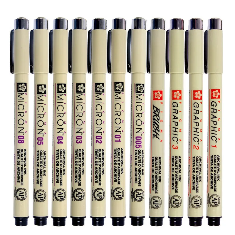 

0.2mm-3mm Fine Liner Brush Pen Marker Artist Comic Paintbrush Sketch Black Oily Needle Pen Office School Supply Stationery Tool