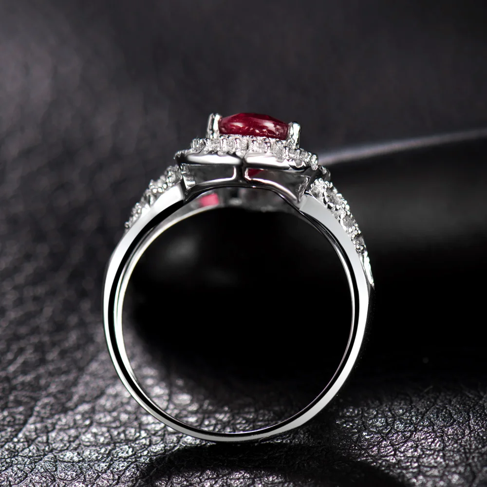 LOVERJEWELRY, женские кольца, Новое поступление, в форме груши, красный рубин, обручальные кольца, одноцветные, 14 к, белое золото, бриллиант, хорошее ювелирное изделие для женщин