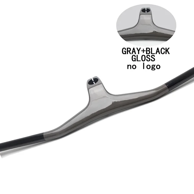 Ullicyc 2019MTB Bicycle Riser-17 degree One-shaped Integrated Handlebar With Stem 3K Black Gloss or Matte Carbon bike Handlebar - Color: Grey Black Glossy