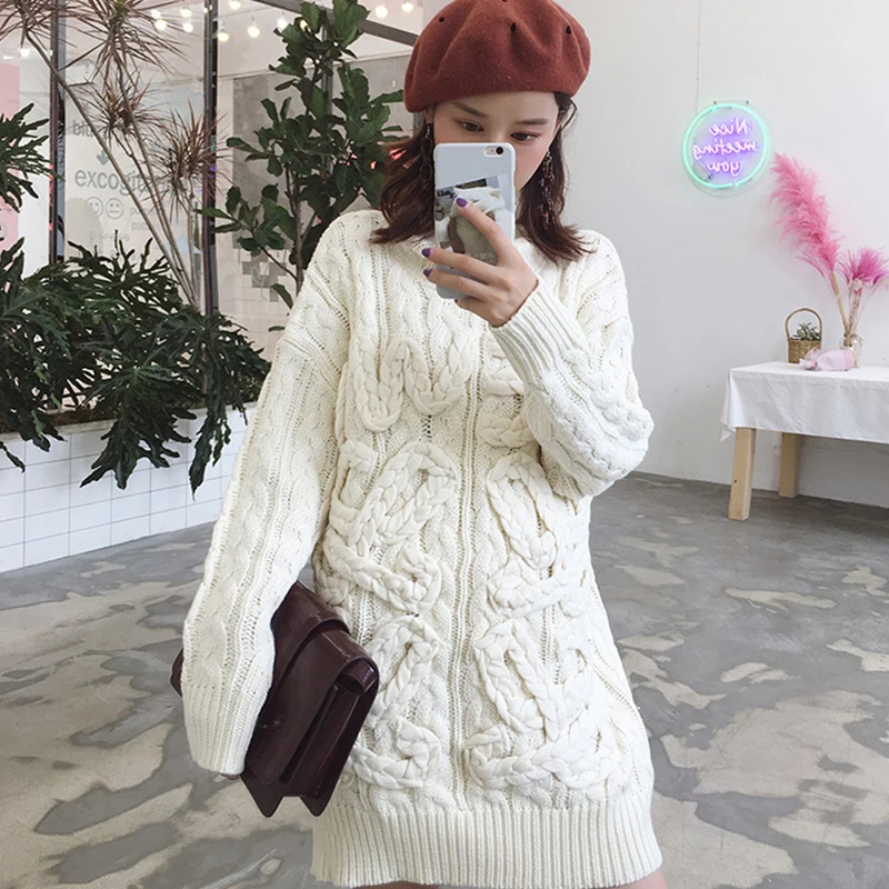 Женский плотный длинный свитер GRUIICEEN дизайнерский Повседневный пуловер с