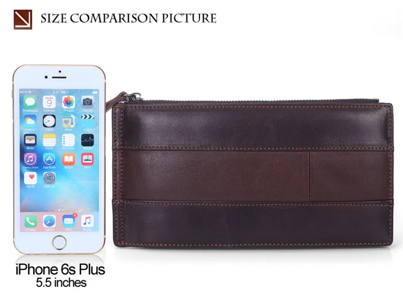 Quality Cowhide Men Clutch Wallets Genuine Leather Long Purses Business Large Capacity Wallet Zipper Pocket For Male