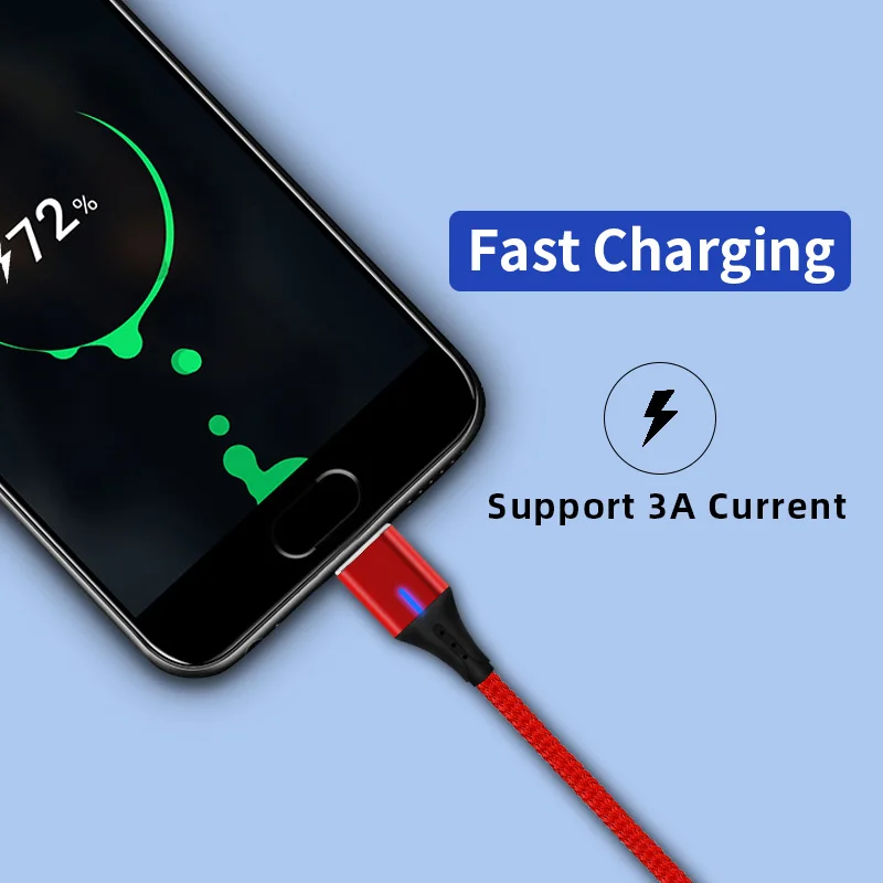 Магнитный кабель Micro USB Type C GREENPORT Lightning для iPhone 3 а быстрой зарядки магнитный