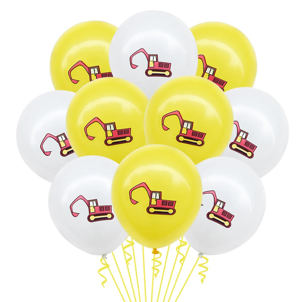 10 шт. конструктор экскаватор латексные воздушные шары желтый белый зеленый