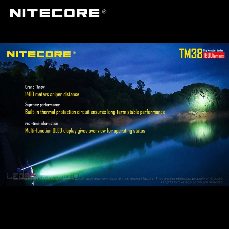 Маленький монстр серии Nitecore TM38 CREE XHP35 HI D4 светодиодный 1800 люмен перезаряжаемый прожектор с дальностью луча 1400 метров