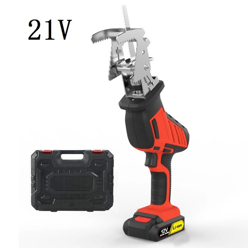 21V without Blades Ручная электрическая пила, возвратно-поступательная пила, инструменты для резки дерева, металла, многофункциональный DIY Беспроводной электроинструмент, светодиодный, с 6 лезвиями - Цвет: 21V without Blades