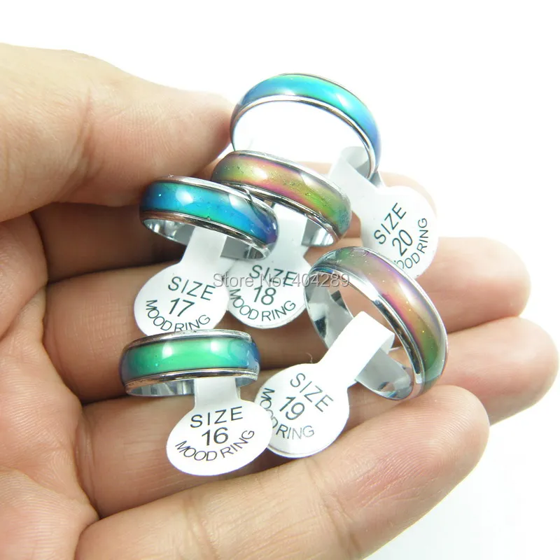 Хорошее качество! 100 шт. 6 мм толстые кольца для настроения Меняющие цвет кольцо