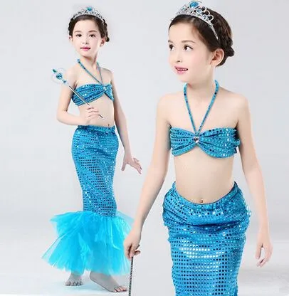 blue Костюм Русалки, Детский костюм русалки, Детский Костюм Русалки для девочек, костюм принцессы русалки, танцевальный костюм - Цвет: blue
