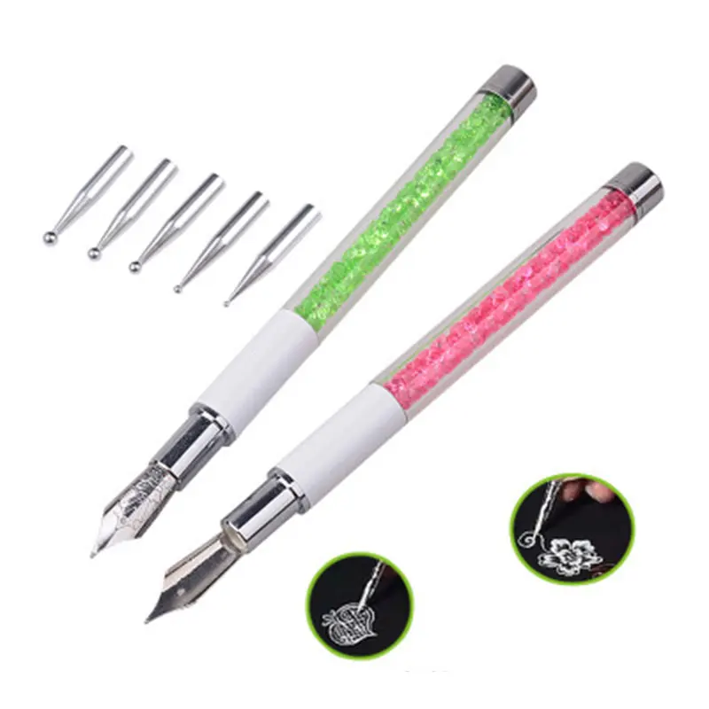 ATOMUS Lace Nail Art Pen Liner Dotting Set Painted Fountain With 5pcs Manicure Pedicure Tips | Красота и здоровье