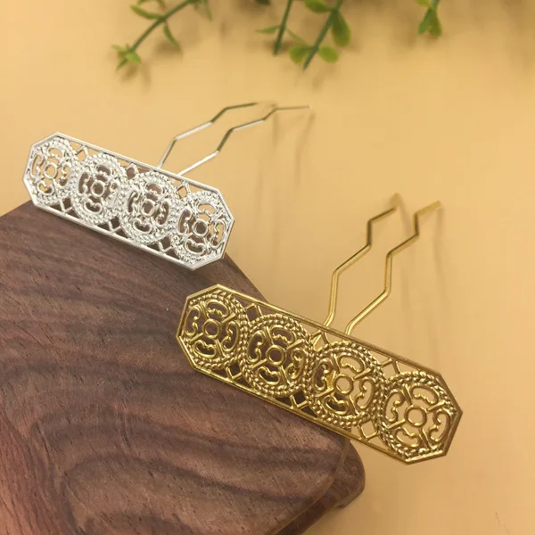 Шпилька для волос Kanzashi филигранная прямоугольная Цветочная основа шпилька