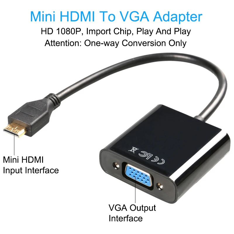 EGRINCY Mini HDMI к VGA адаптер разъём HDMI папа Женский VGA Аудио разъем и Micro USB кабель HDMI конвертер для xbox PS4 MP4 камера tv