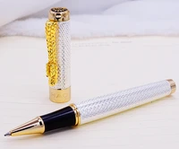 jinhao 1200 vintage luxurious rollerball pen beautiful ripple with dragon clip noble silver metal carving ink pens collection