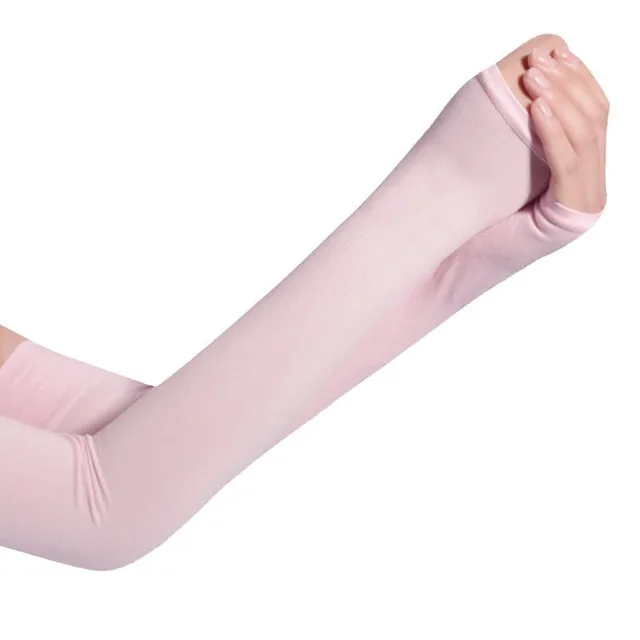 Pink Длинные перчатки защита от солнца УФ Защита рук Защита рукава лед шелк солнцезащитный рукав уличные руки теплые напальчники - Цвет: Pink