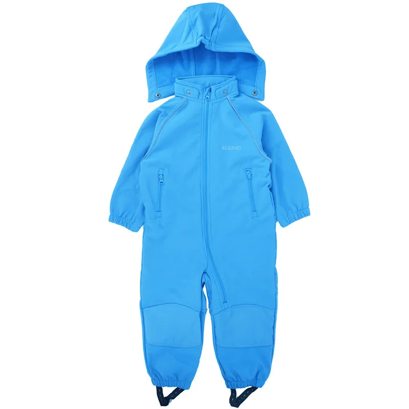 Soft shell baby jumpsuit boy girl jumpsuit with foot belt jumpsuit to keep warm