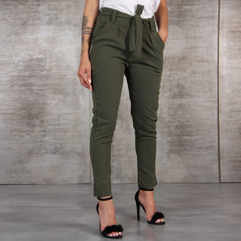 CHRLEISURE штаны шаровары на шнуровке женские брюки с высокой талией Женские