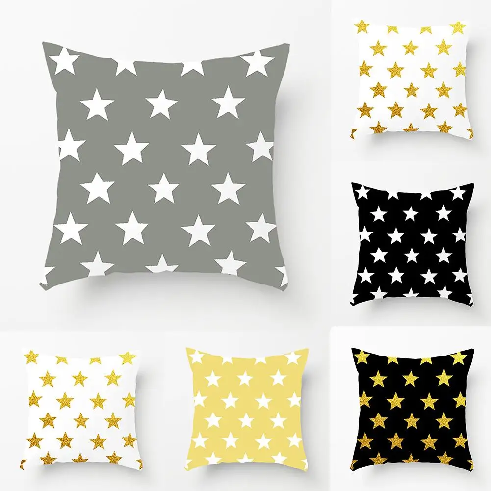 

Square Shape Stylish Stars Pattern Soft Throw Pillow Case Sofa Bed Chair Polyester Cushion Cover Home Decor