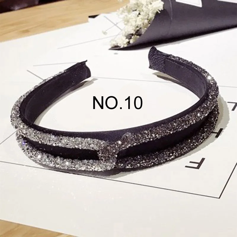 NO.10 New Fashion Rhinestone Crystal Cross Hair Bands Unique Design Wide Hairband Headbands for Women Girl Shiny Hoop Hair Accessories - Цвет: NO.10