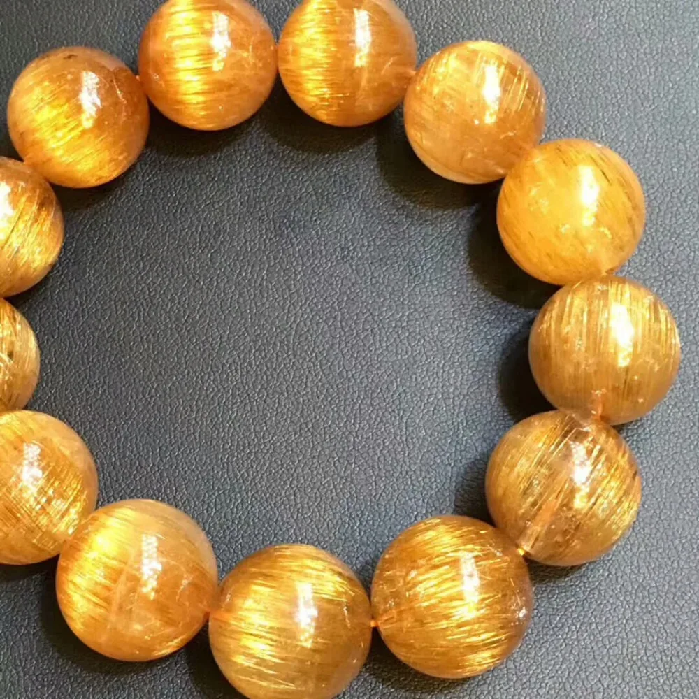 Браслет для женщин и мужчин Rutilated Quartz из натуральной меди 17 мм кристаллический