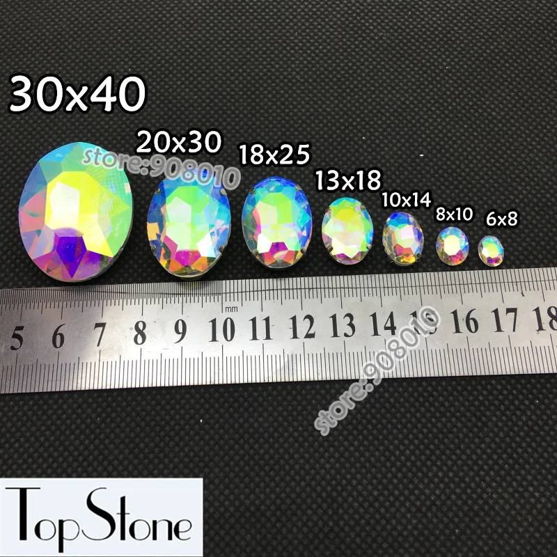 TopStone цветные стеклянные кристаллы для шитья овальной формы необычный камень с
