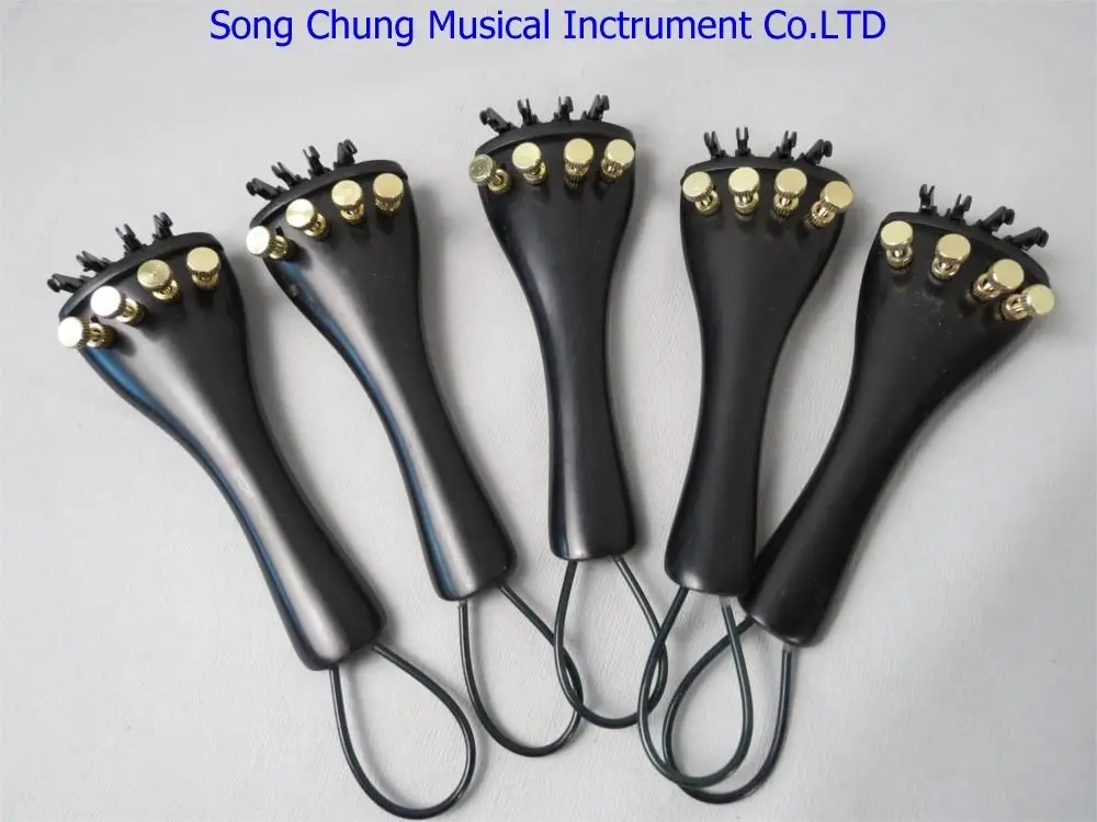 

Nice Violin part,5pcs Ebony violin tailpieces 4/4 with tuner/Tail Guts