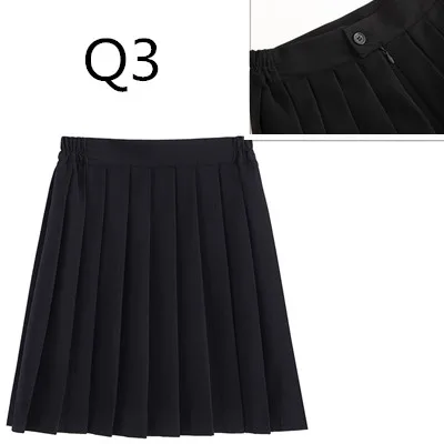 black Q3 Женская JK форма для старшей школы, студентов, девушек, Harajuku, консервативный стиль, высокая талия, размера плюс, короткая плиссированная юбка, 5XL - Цвет: black Q3