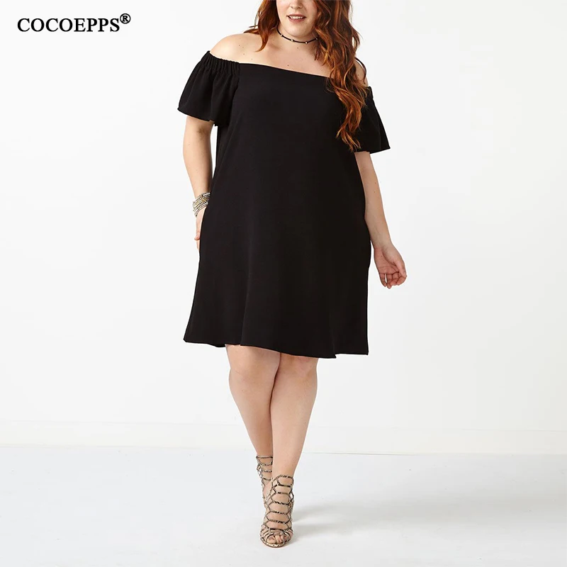 COCOEPPPS 6XL Dress 2019 Plus Size Summer Off shoulder Large Loose Black short Big Sexy Party Dresses New | Женская одежда