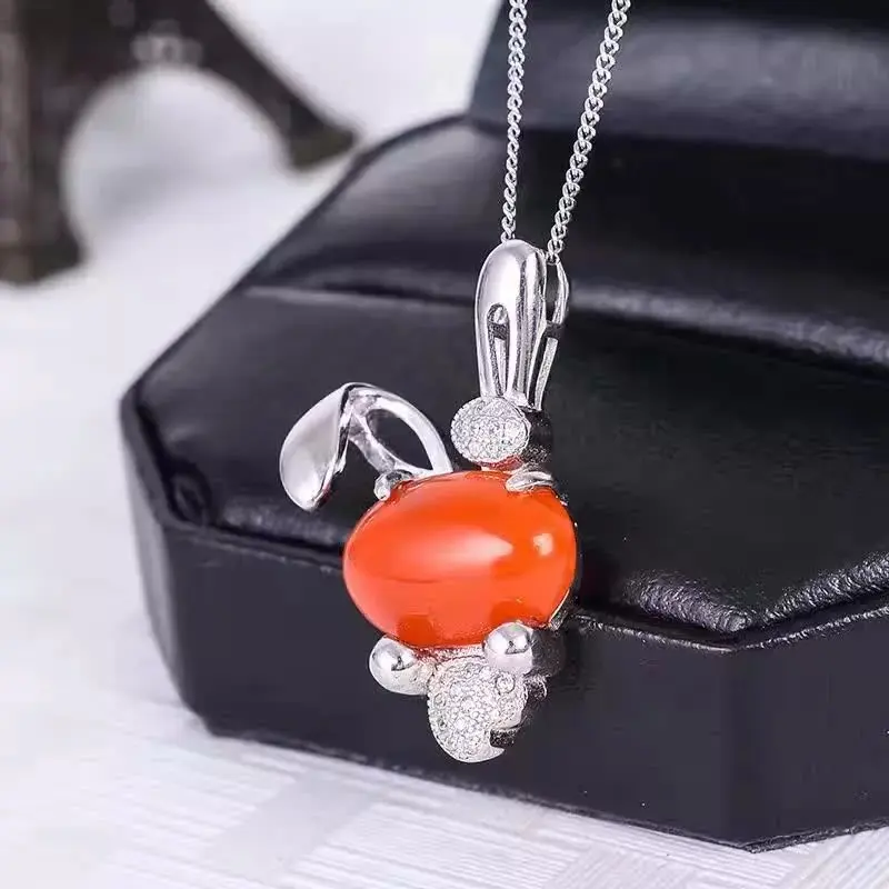 LANZYO 925 Sterling Silver Agate Pendants fashion gift for women jewelry  South Red Agate trendy new wholesale z101401agnh