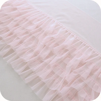 pink 1 ярд, хорошее качество, мягкие оборки, шифон, кружевная отделка для детского платья, сетка, кружево, сделай сам, кукольная юбка, кружевная ткань, Пришивные аксессуары для одежды - Цвет: pink