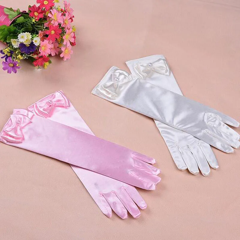 1 Pair New Long Girl Gloves Bowknot Princess Solid for Children's Day Cute Prom Dance Birthday Party Accessories Mittens | Аксессуары