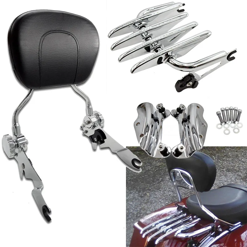 Мотоцикл регулируемая спинка Сисси Бар багажная стойка для Harley Touring Electra Glide 2009 до Road Street Glide CVO FLHT