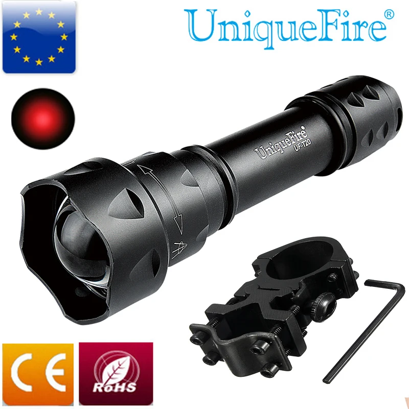 

Waterproof UniqueFire UF-T20 Light XP-E LED 3Mode Brightest Flashlight Zoomable Adjustable Focus +Scope Mount For Riding
