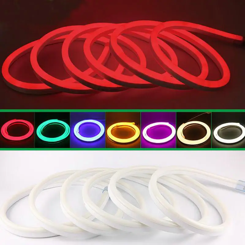 AC220V RGB светодиодная неоновая веревка SMD 5050 80 светодиодов/м водонепроницаемая гибкая мягкая