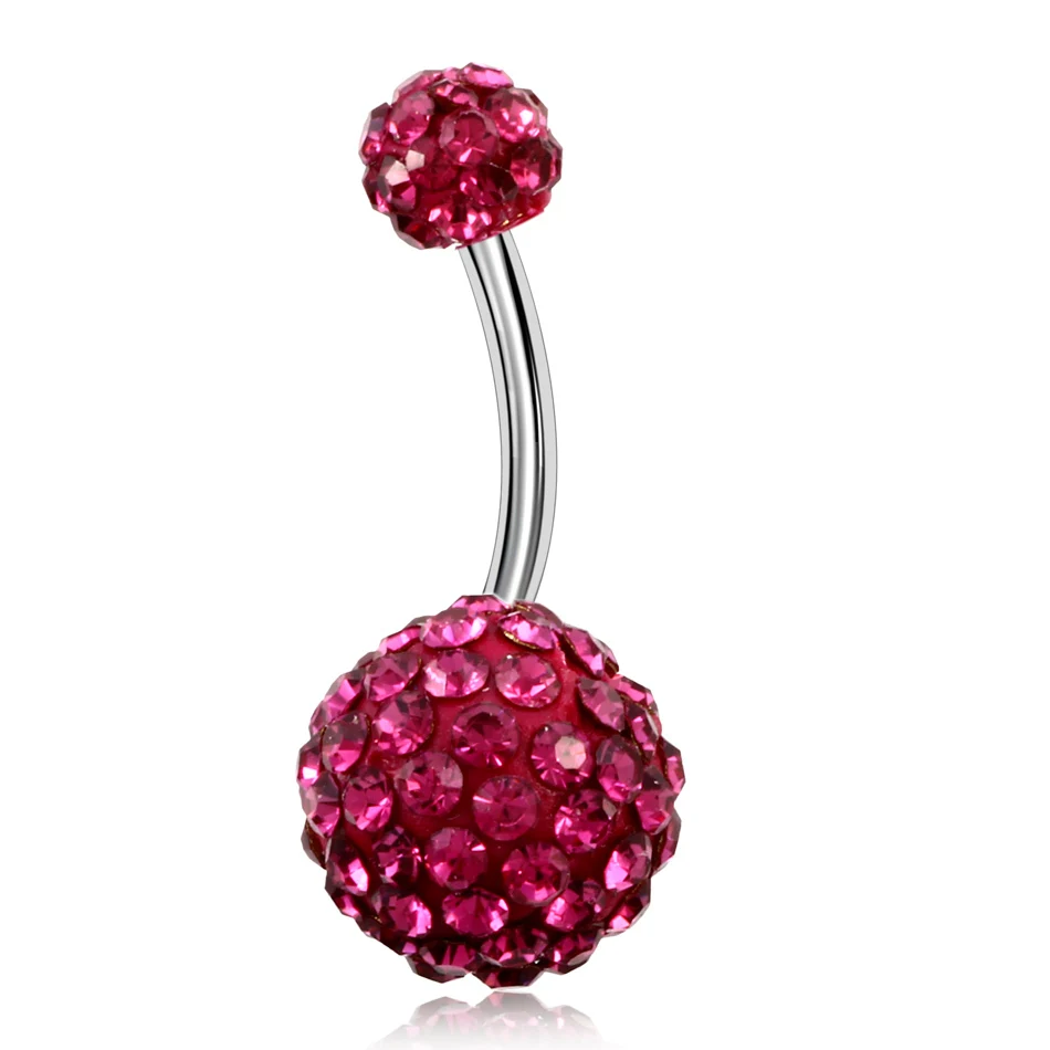 Fuchsia 1 шт. хирургические стальные пирсинг Ombligo 14 г Bling живот пирсинг пупка Кнопка Пирсинг болтающиеся Серьги Пирсинг живота ювелирные изделия для тела - Окраска металла: Fuchsia