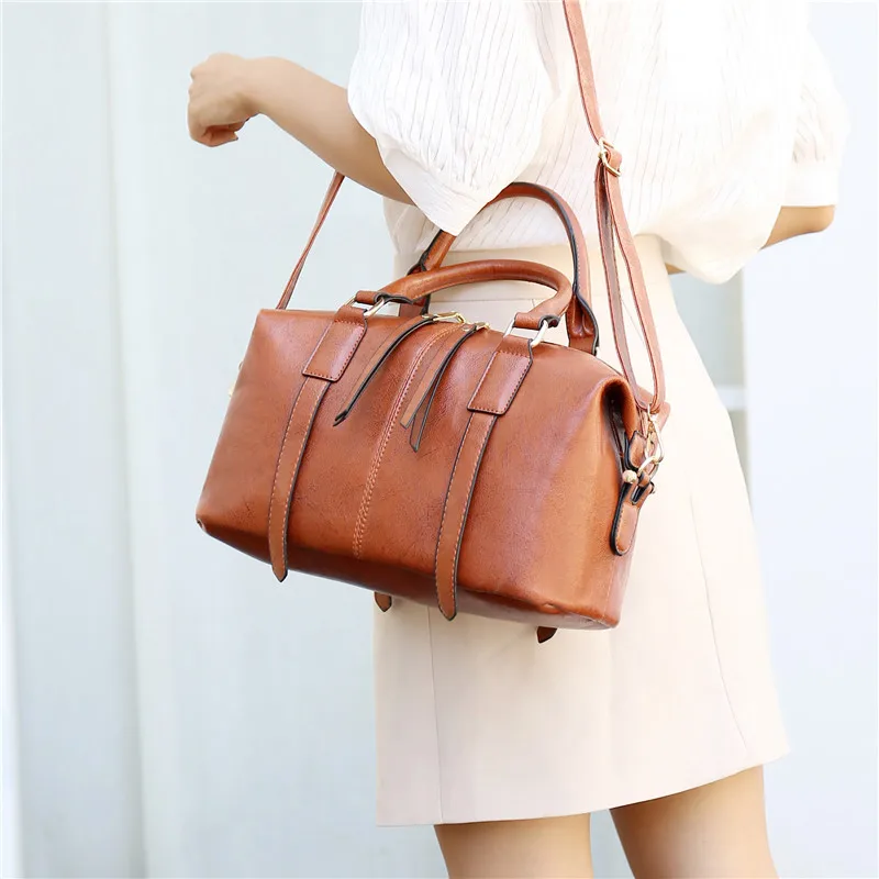 Toposhine Retro Boston Pillow Bag Lady Handbag New Fashion Casual Joker Shoulder Messenger Bag