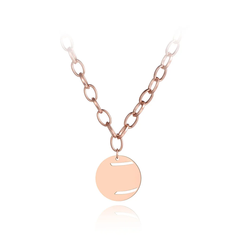 Lokaer Bohemia Titanium Steel Round Tag Pendant Necklaces Jewelry Rose Gold Chain& Link Beach Necklace For Women Girls N19095 - Окраска металла: Покрытие из розового золота