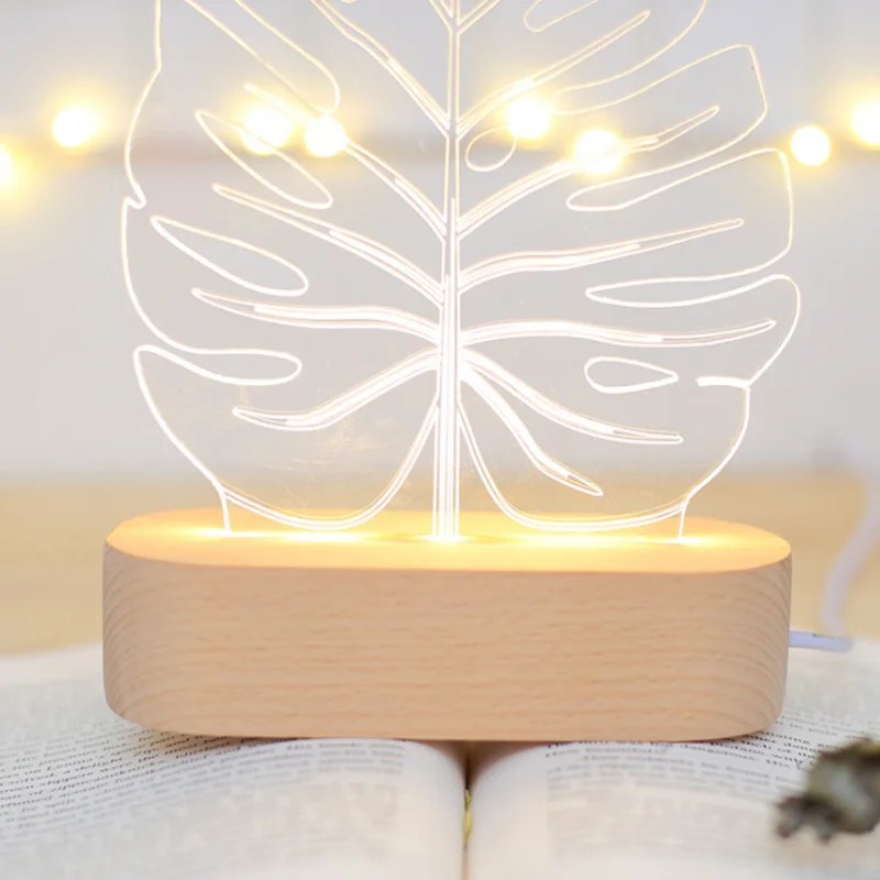 Черепаха лист моделирование 3D видение ночник яркость регулируемая USB Led