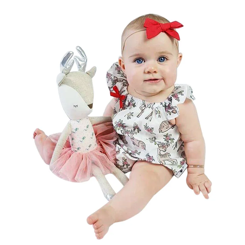 Детский хлопковый комбинезон с длинным рукавом и принтом листьев оленей | Мать