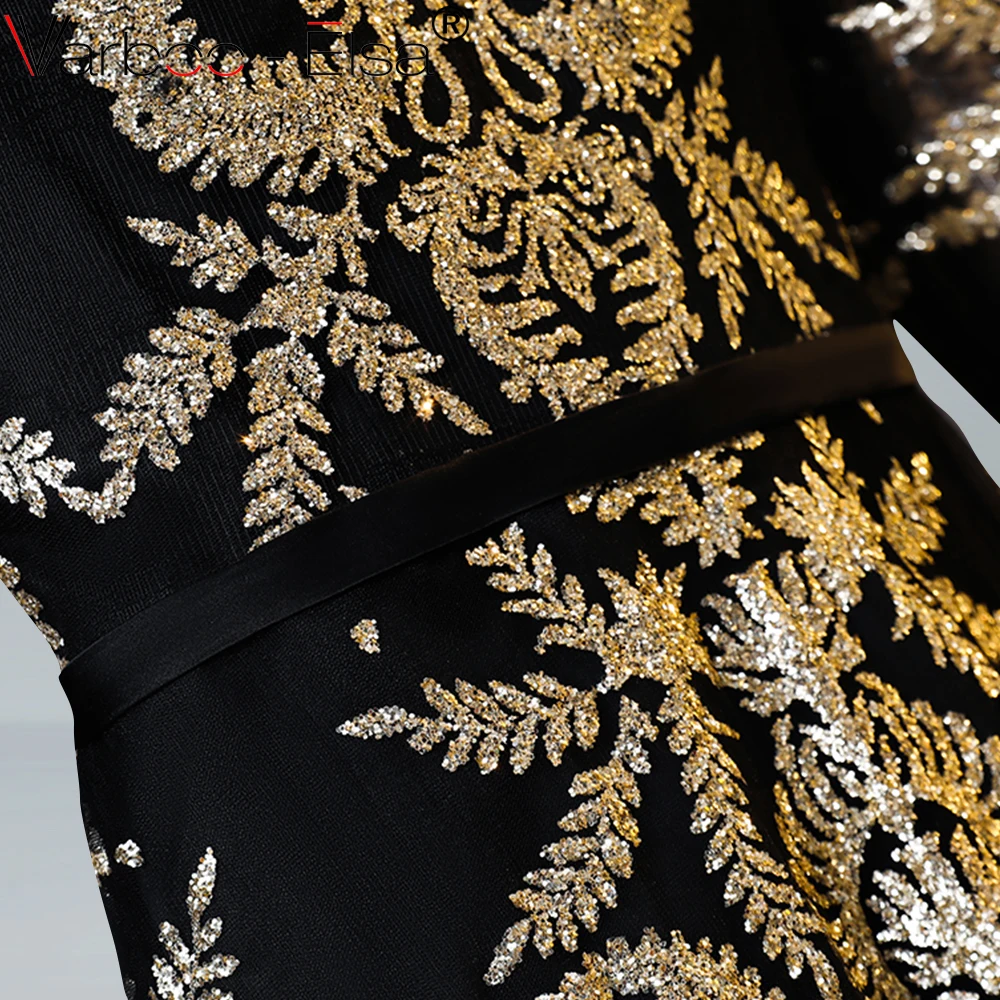 VARBOO_ELSA Sexy V Neck black gold Sequined Long Prom Dresses 2019 Formal Party Dress luxury Arabic evening in stock | Свадьбы и