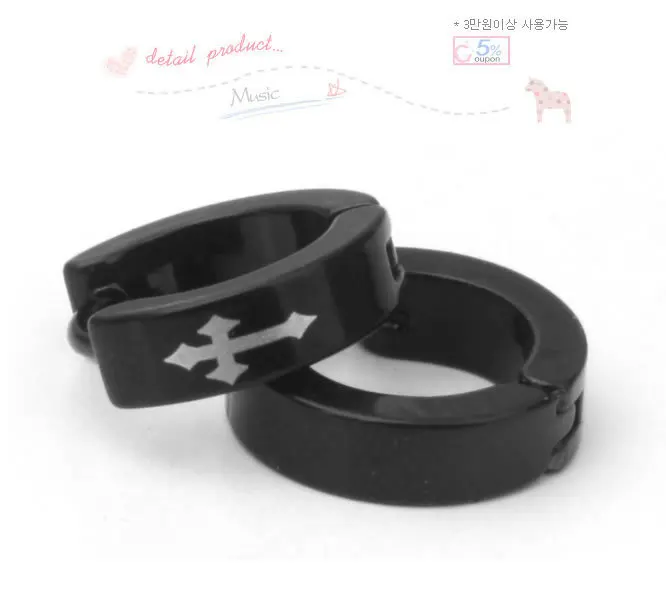 free shipping 316L Stainless Steel hip hop earrings fashion Punk black Individual men Cross jewelry wholesale | Украшения и