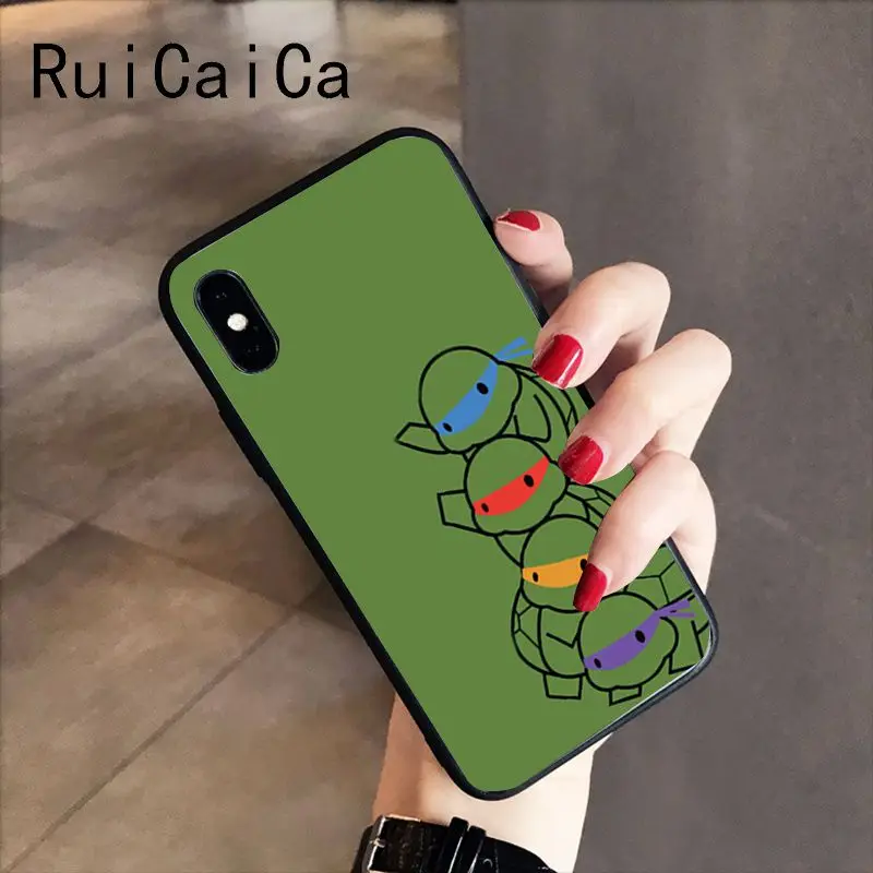 RuiCaiCa подростковый мутант ниндзя черепашки мягкий черный чехол для телефона iPhone 5 5Sx 6 7 7plus 8 8Plus X XS MAX XR 10 Чехол