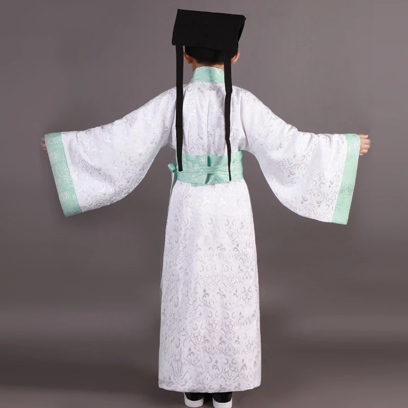 Blue Boy Children Chinese Folk Dance Hanfu Ancient Costume China Traditional Han Clothing Costumes Stage | Тематическая одежда и