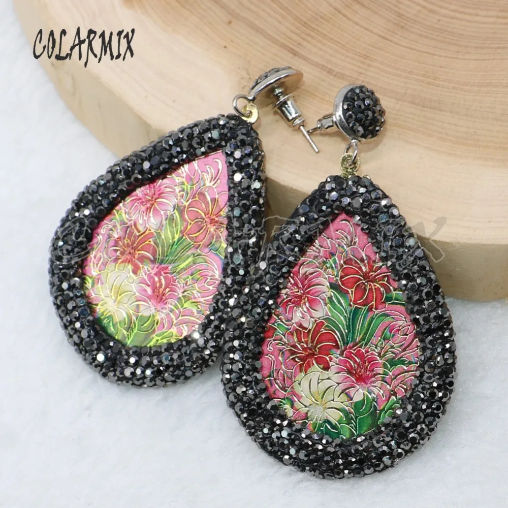 Висячие серьги цветочный узор Китайские стильные pave rhinestone модные украшения