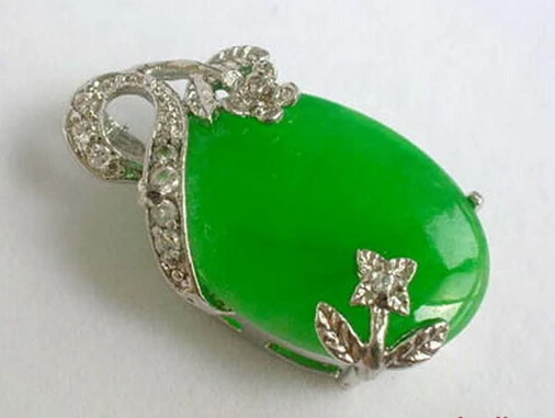 DYY БЕСПЛАТНАЯ SHIPPINGGreen Нефрита 18 18KWGP Хрустальный Цветок Кулон и Ожерелье|flower