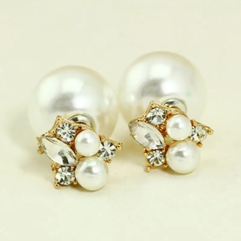 1 пара женские двусторонние серьги гвоздики с бусинами|bubble earrings|ear studsdouble sided |