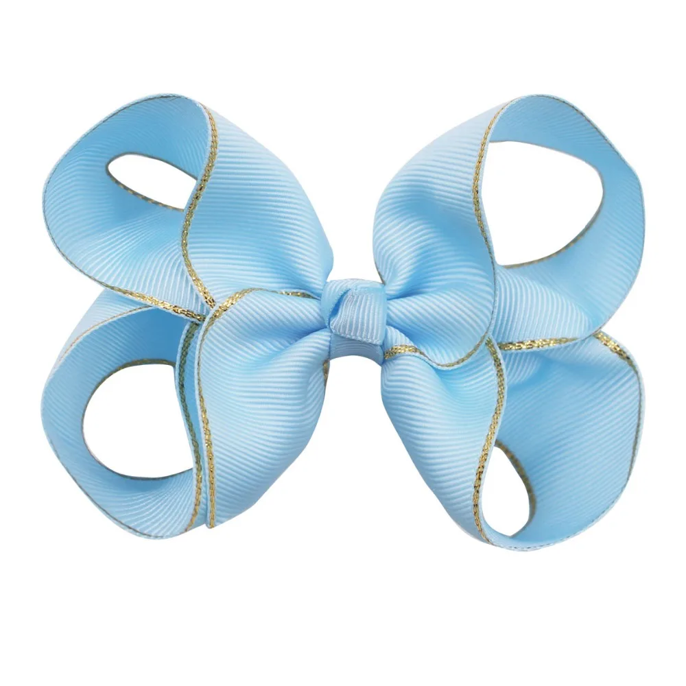 24 шт 4 дюймовые заколки с бантами для волос золотым ободком ленты аксессуары