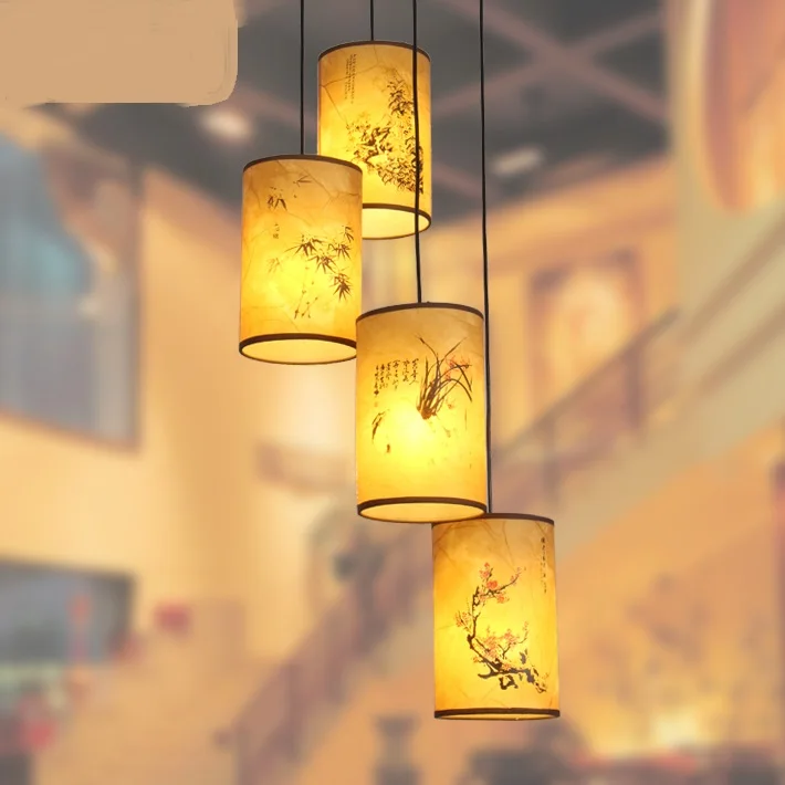 売る レストランロングランプ中国風の木製ヴィラ 3 アンティークペンダントライトヘッドスパイラル階段ランプ回転 ZS71