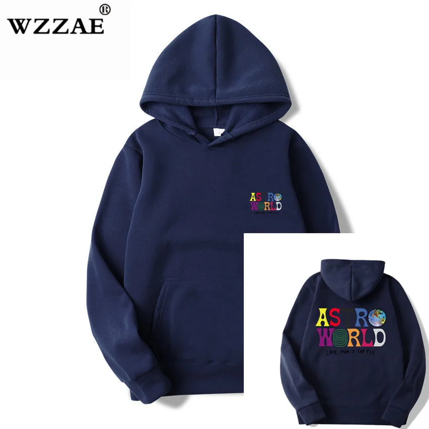 Трэвисс Скотт ASTROWORLD WISH YOU WAS HERE толстовки модные буквы ASTROWORLD Толстовка уличная Мужская Женская пуловер Толстовка - Цвет: Navy Blue