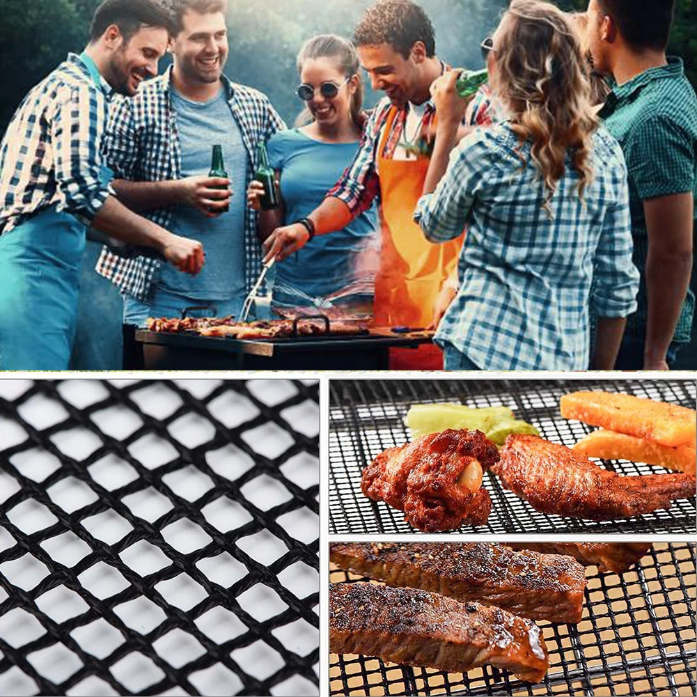 3 шт./компл. 40*33 см барбекю сетка grillmats гриля и выпечки коврики под старину многоразовые гриль сетки термостойкие решетки барбекю коврик с антипригарным покрытием коврик